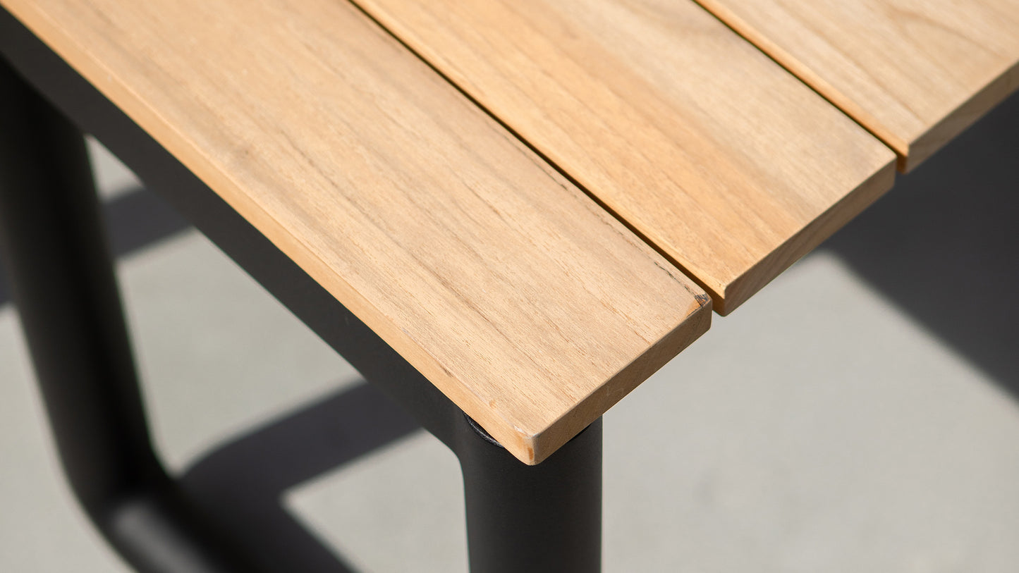 Patio Bench - 130x37 - Utendørs benk i teak-tre og aluminium