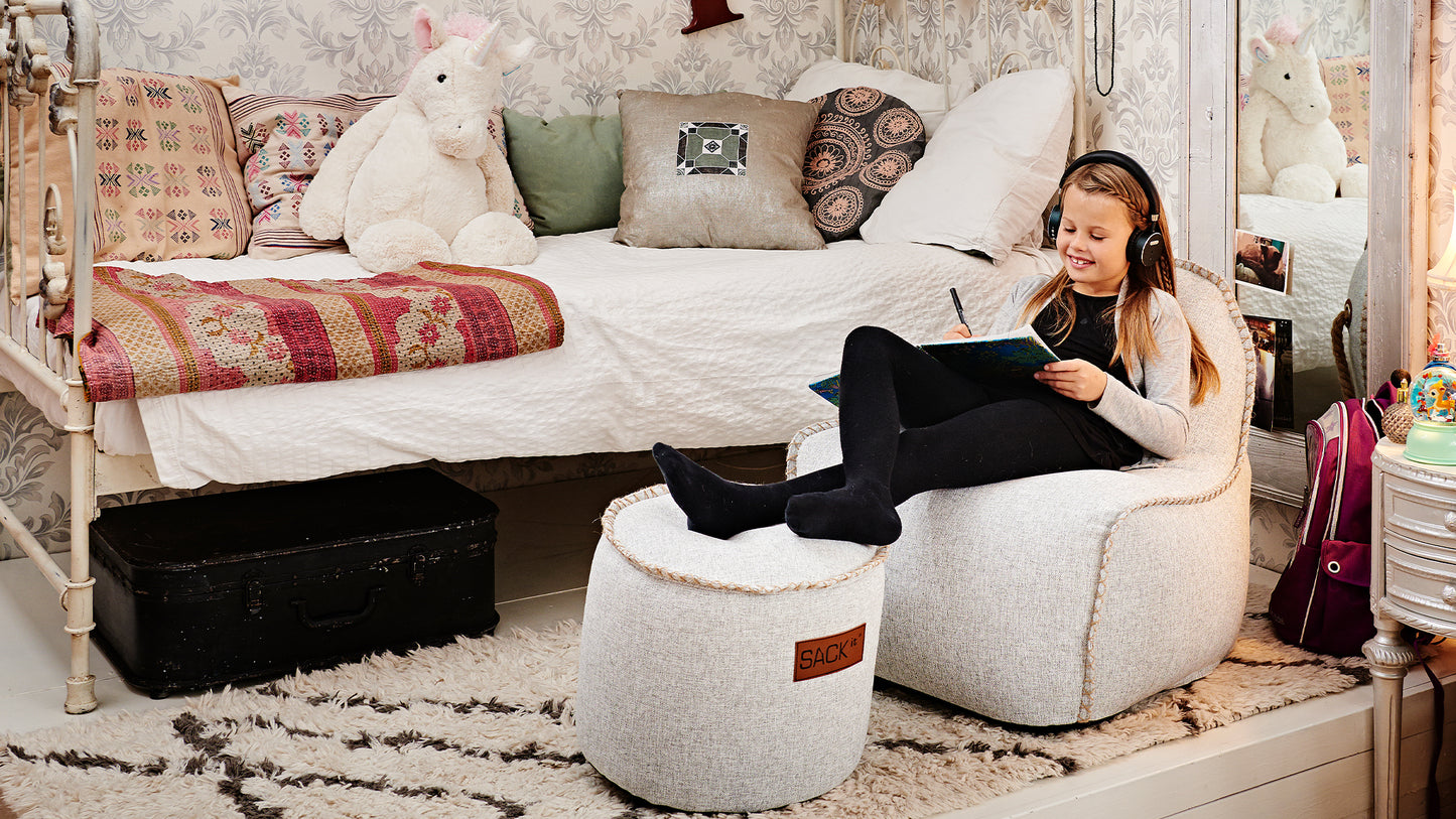 Cobana Junior Lounge Chair - Light Grey - Sakkosekk til barn for innendør og utendørs bruk