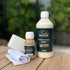 Teak Care Kit with cleaning spray, wood protector oil, sponge, and cloth for outdoor teak furniture maintenance