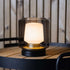 Ambience Lamp Intelligent+ med New York base i rustfritt stål og frostet sotet glass, utendørsbelysning.