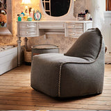 Cobana Junior Lounge Chair i grått stoff, barnesekkestol med rund form og myk fylling.