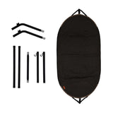 Cobana Hammock med svart aluminiumsstativ og grått vannavvisende stoff i hengekøyeform.