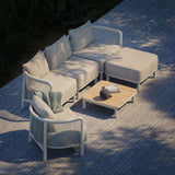 Kirra Lounge Sofa Corner i Kirra Sand med pulverlakkert aluminiumsramme og olefin-tekstiler.