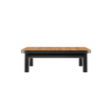 Kirra Side Table i svart pulverlakkert aluminium med teak bordplate, utendørs sofabord.