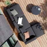 Cobana Lounge Sofa pouf i svart med pulverlakkert aluminiumsramme og olefintekstil, utendørs bruk.