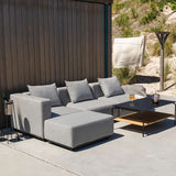 Cobana Lounge Sofa pouf i svart med pulverlakkert aluminiumsramme og olefintekstiler for utendørs bruk.
