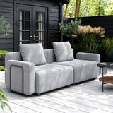 Cobana Lounge Sofa armrest in black with aluminum frame and outdoor fabric.