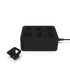 Svart Battery Charging Station i ABS-plastikk med plass til seks batterier, sett fra siden.