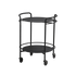 Matt svart Serving Table i stål med fire hjul, designet i Danmark, enkel og funksjonell.