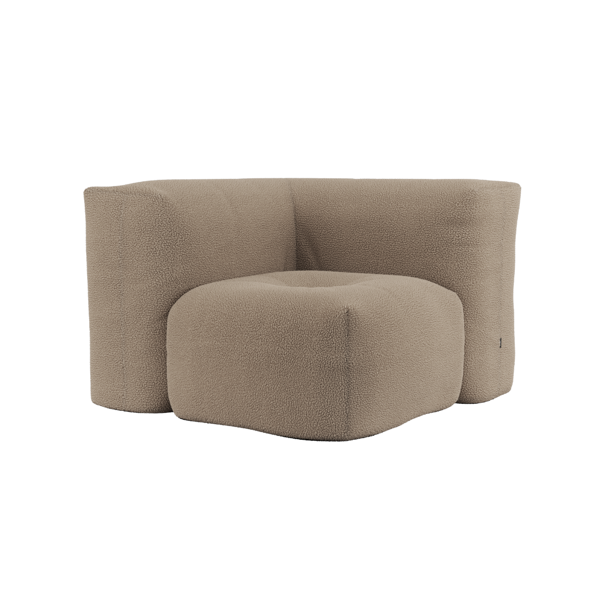 Soft Sofa Indoor hjørnesofa i mykt Teddy Brown tekstil med modulær design og lave armlener.