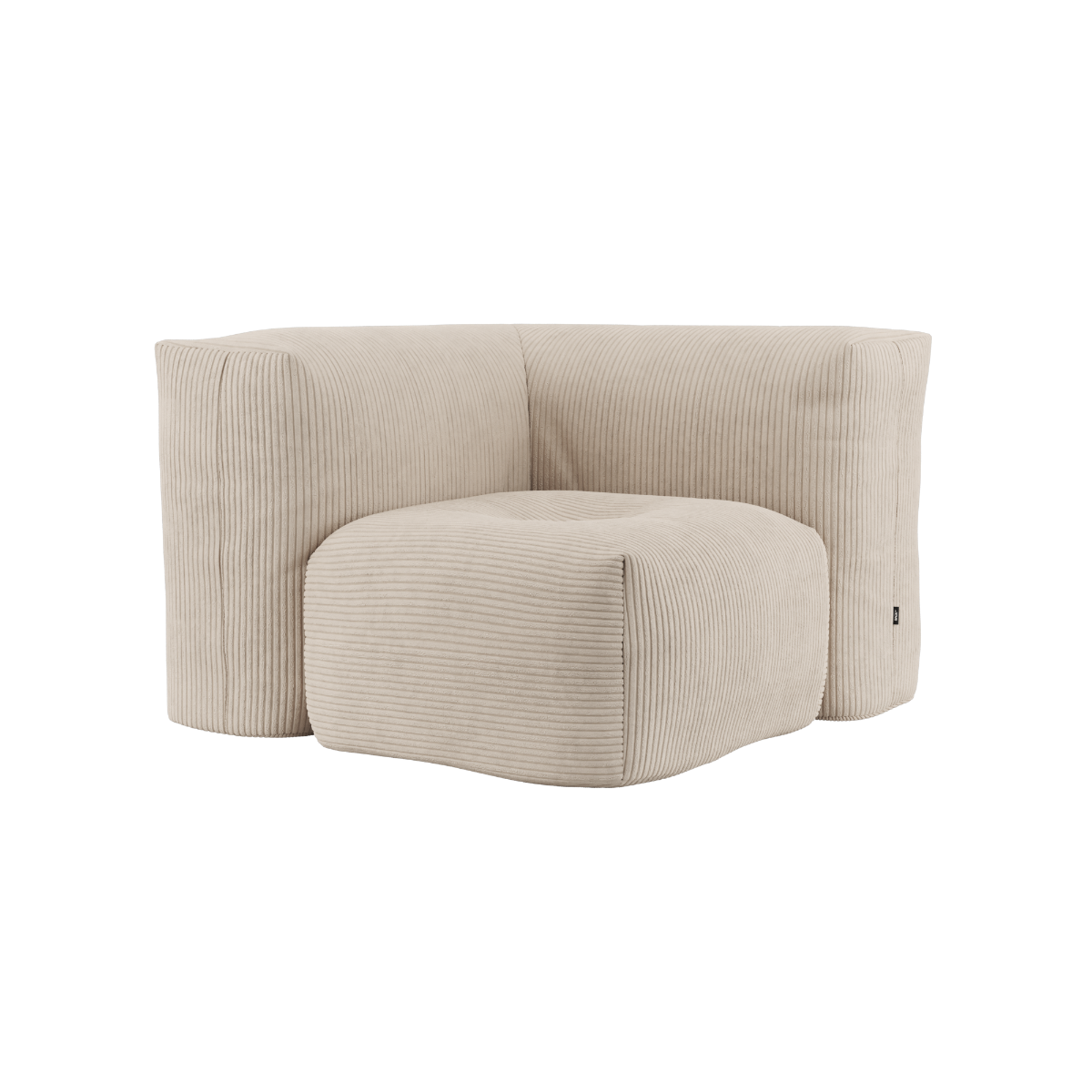 Soft Sofa Indoor hjørnesofa i beige corduroy med modulær design og myke puter.