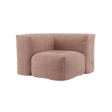 Soft Sofa Indoor hjørnesofa i myk corduroy i rosafarge med modulær design og lave ben.