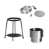 Sort pulverlakkert rustfritt stål Patio Accessory Stand med rustfri vinkjøler og tilbehør.