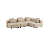 Cobana Lounge Sofa 4-seter hjørnesofa i boucle beige uten armlener med aluminiumsramme.