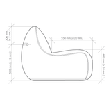 SACKit Chair & Pouf Indoor i mykt tekstil, enkel design med rund puf og stol med ryggstøtte.