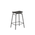 Frame Bar Stool barkrakk med sete i brunt skinn og svart pulverlakkert stativ, uten ryggstøtte.