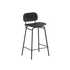 Frame Bar Stool lav barkrakk i Terra Black skinn med ryggstøtte og pulverlakkert stålstativ.
