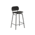Frame Bar Stool barkrakk med ryggstøtte i skinn og pulverlakkert stål, industrielt design.