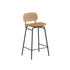 Frame Bar Stool lav barkrakk i Terra Safari skinn med ryggstøtte og pulverlakkert stålramme.