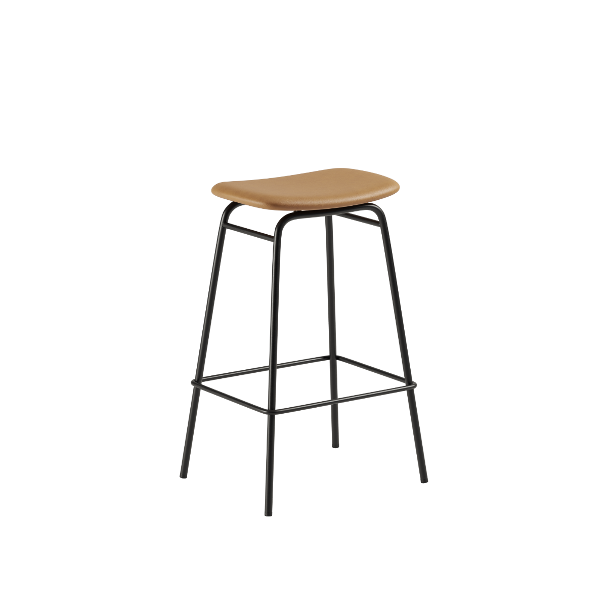 Frame Bar Stool høy 73 cm i Terra Safari skinn med pulverlakkert stålstativ og minimalistisk design.