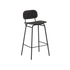 Frame Bar Stool barkrakk med ryggstøtte i eikefinér og pulverlakkert stålramme, industrielt design.