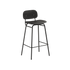Frame Bar Stool barkrakk med ryggstøtte i skinn og pulverlakkert stål, industrielt design.