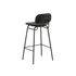 Frame Bar Stool barkrakk med ryggstøtte i skinn og pulverlakkert stål med industrielt design.