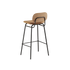 Frame Bar Stool barkrakk med ryggstøtte i lær og pulverlakkert stål, industrielt design.