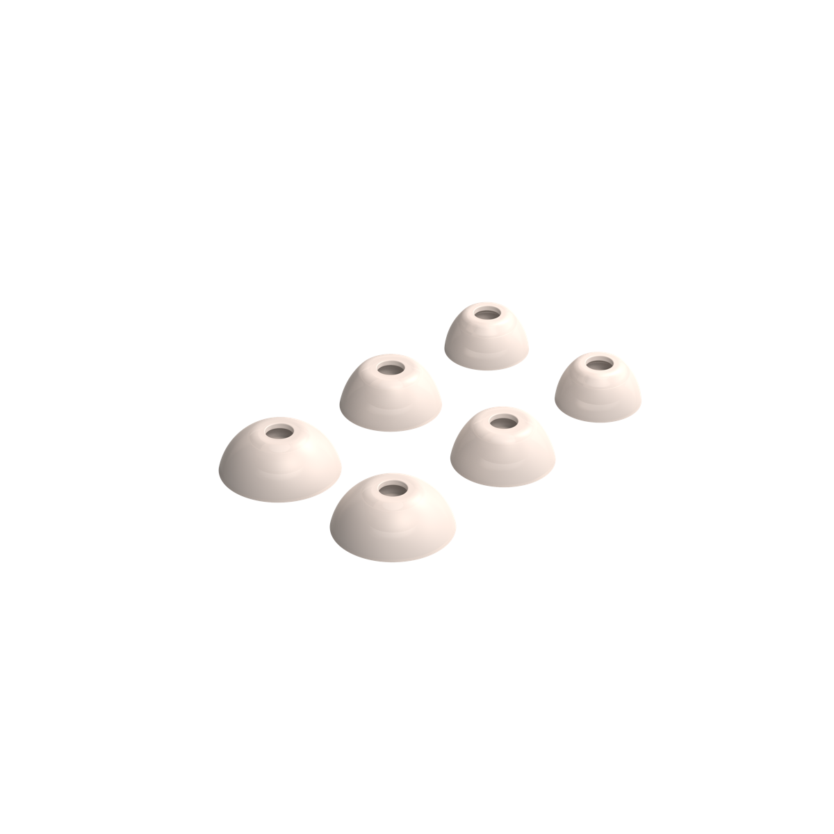 Sett med tre øretips i silikongummi i pearl-farge til ROCKit X høretelefoner i small, medium og large.