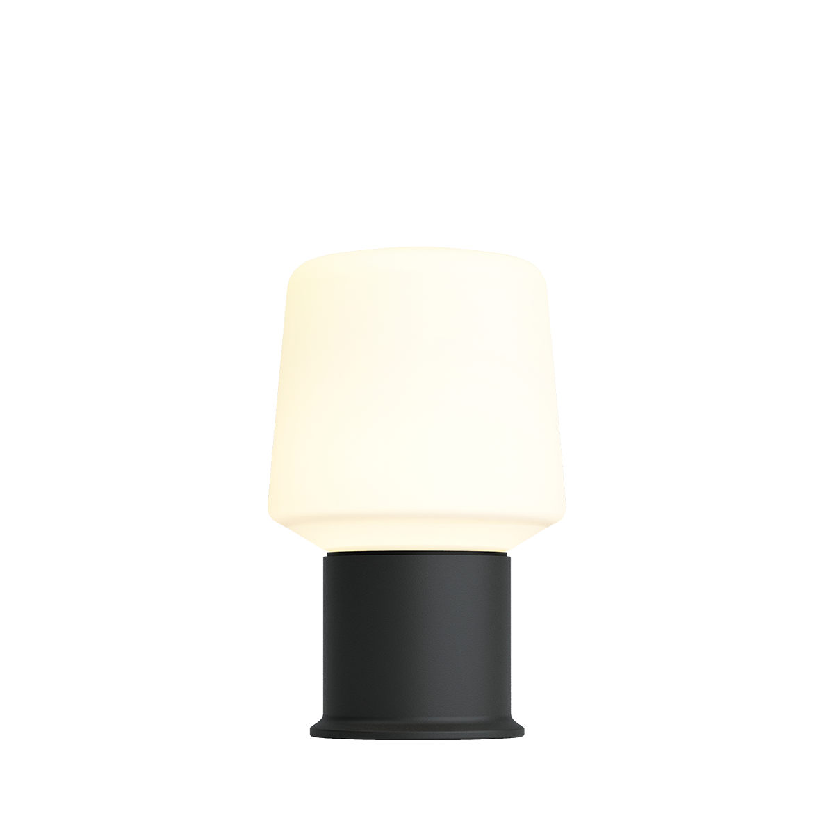 Svart Lamp Intelligent+ med London base i pulverlakkert stål, høyde 14,5 cm, utendørs lampe.