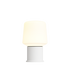 Hvit Lamp Intelligent+ med London base i svart pulverlakkert stål, 14,5 cm høy, batteridrevet utendørslampe.