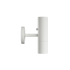Hvit Expo Wall vegglampe i aluminium med rund form og berøringsknapp, enkel og elegant design.