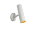 Hvit Expo Wall vegglampe i aluminium med rund form og berøringsknapp, enkel design.
