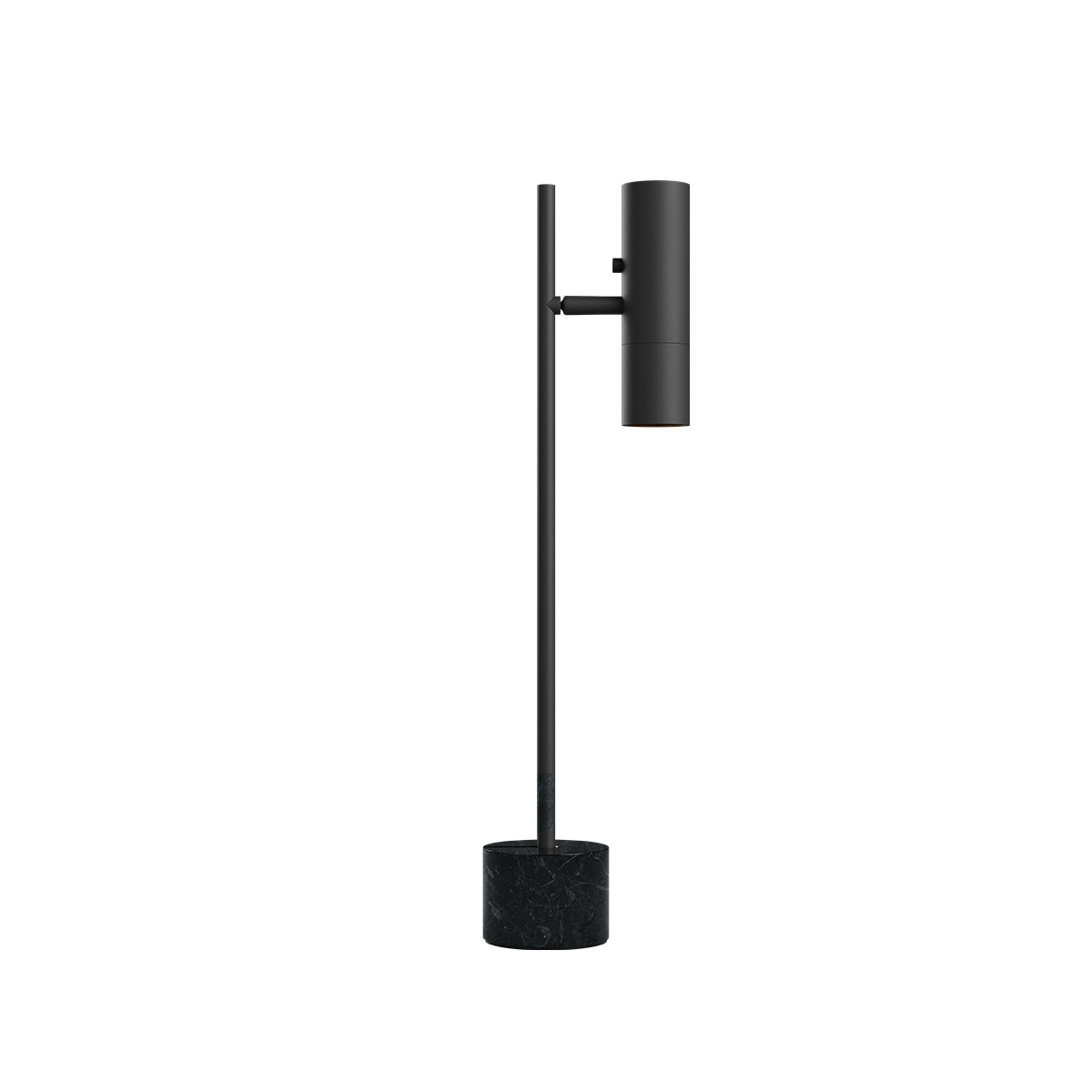Expo Table bordlampe i svart aluminium med marmorfot og matt finish, innendørs belysning.