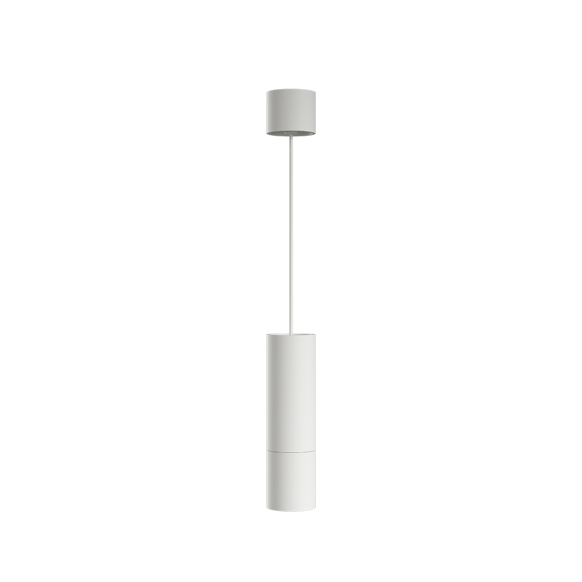 Hvit Expo Pendant pendellampe i aluminium med lang kabel, enkel og tidløs design.