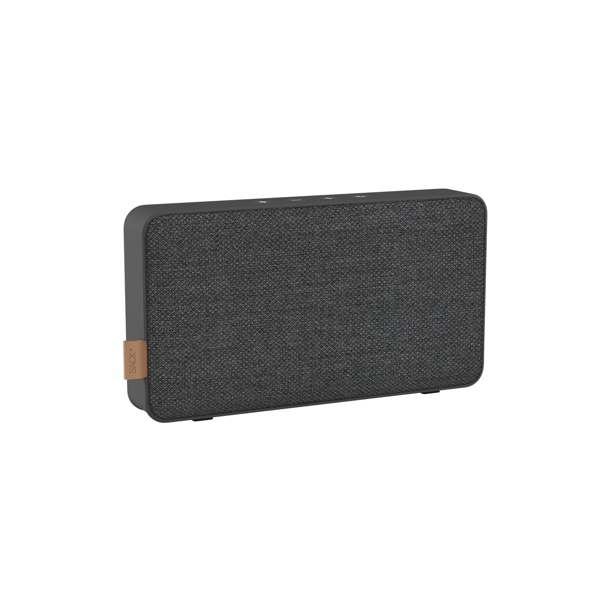 Move 50 Care høyttaler i stålgrå med biologisk nedbrytbar ramme og silikonknapper.