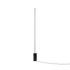 SACKit Expo 185 svart gulvlampe med slank aluminiumsprofil og marmorfot, vertikal frostet LED-stripe.