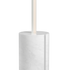 SACKit Expo 185 gulvlampe i hvit med slank aluminiumsprofil og marmorfot, vertikal frostet LED-stripe.
