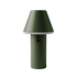 Grønn trådløs bordlampe med kjegleformet skjerm og sylindrisk fot fra sackit for innendørs og utendørs bruk