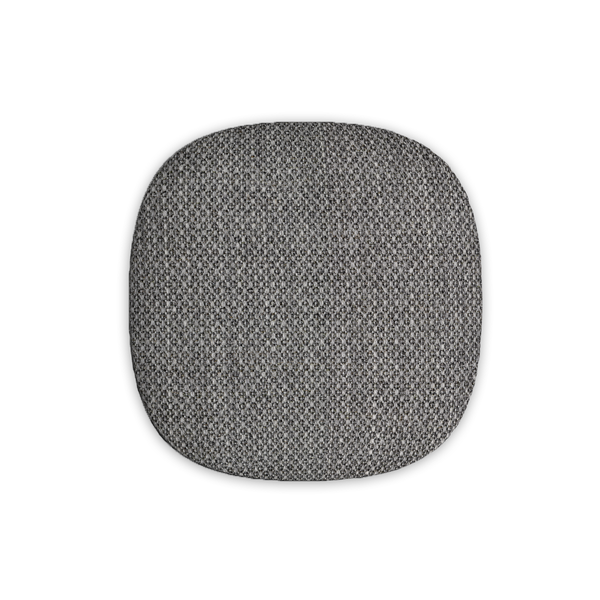 WOOFit Go høyttaler front i Chrome X farge med stoff fra Kvadrat, rektangulær form.