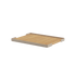 Taupefarget Patio Pouf Tray i teak med aluminiumsramme, firkantet utendørs sidebord.