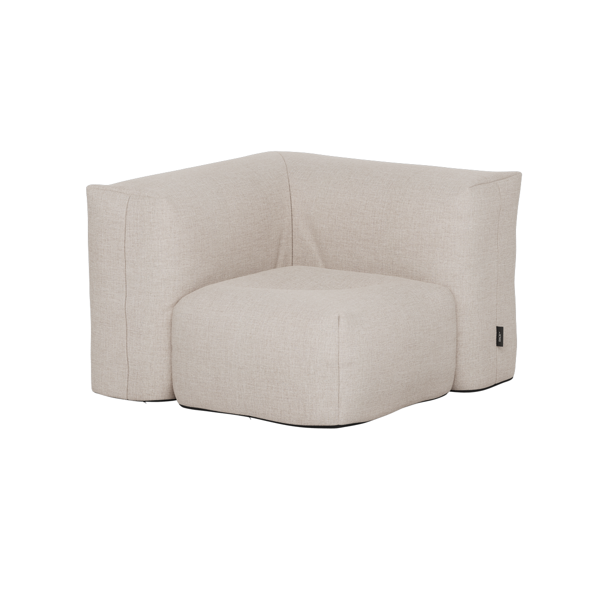 Beige modulbasert utendørs hjørnesofa med myk polstring og avrundede former fra sackit for komfortabel avslapning under åpen himmel