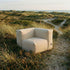 Hjørnesofa Soft Sofa Outdoor i lyst Kirra-stoff, myk og formstabil uten ramme, utendørs bruk.