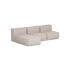 Beige utendørs sofa med tre sitteplasser og integrert loungedel fra sackit for komfortabel avslapning under åpen himmel