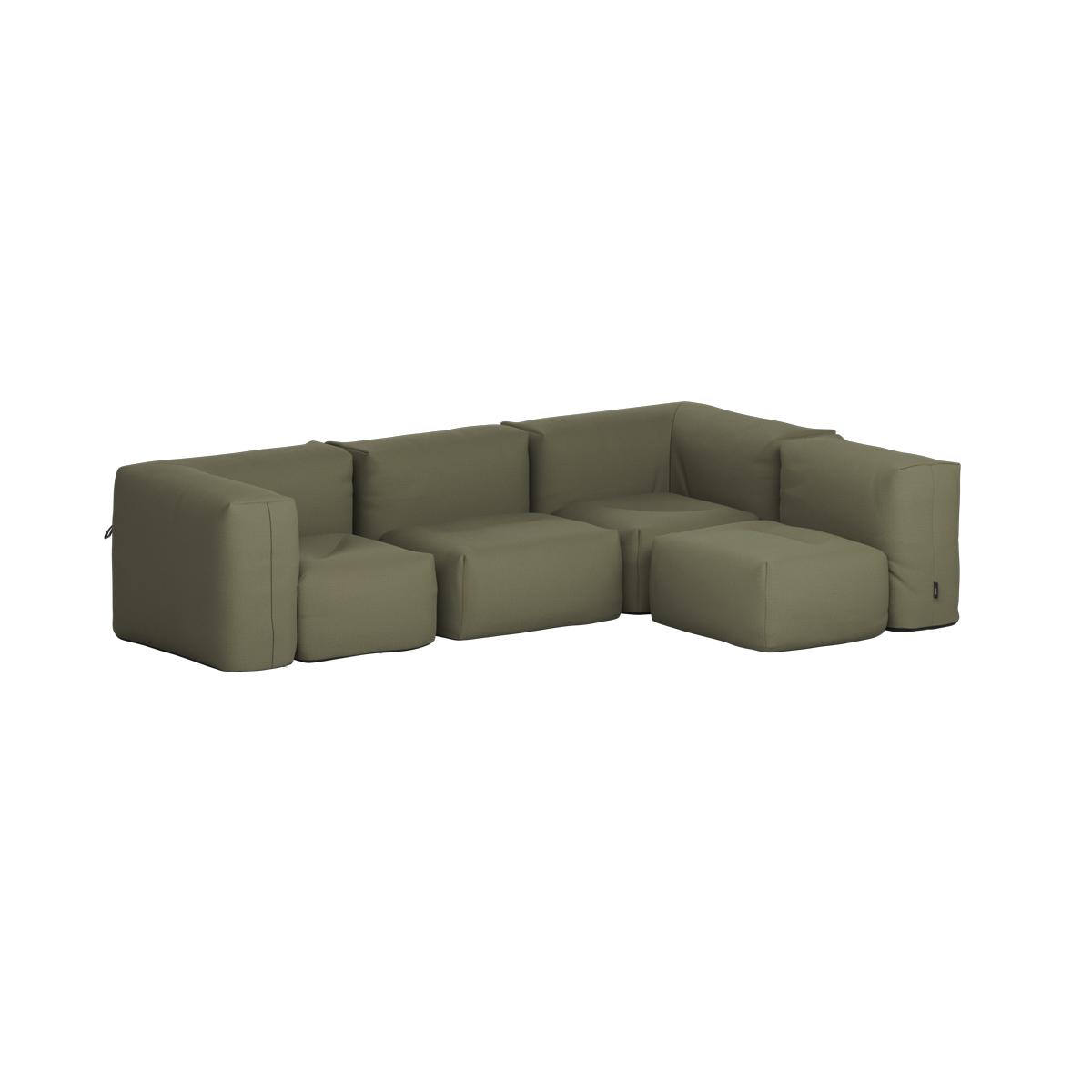 Olivengrønn sackit Soft Sofa Outdoor hjørnesofa med dype myke puter og brede armlener for komfortabel avslapning under åpen himmel