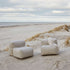 Soft Sofa Outdoor 5-seters hjørnesofa i Kirra Sand, myk utendørs sofa med lav rygg.