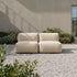 Soft Sofa Outdoor seat in boucle beige fabric, soft and frame-free outdoor sofa.
