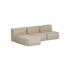 Beige myk utendørs sofa for tre personer med integrert loungedel fra sackit designet for komfortabel avslapning under åpen himmel