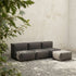 Soft Sofa Outdoor 3-seters sofa i Kirra Olive med åpen form og myk polstring for utendørs bruk.