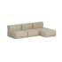 Beige utendørs treseters sofa med myke formstabile puter og separat puff fra sackit Norway for komfortabel nordisk utestue